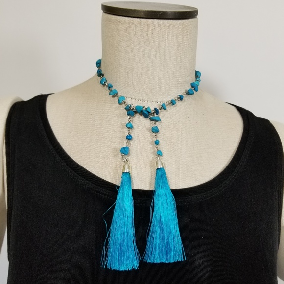 Turquoise Stone Chain Necklace - Picture 2 of 4